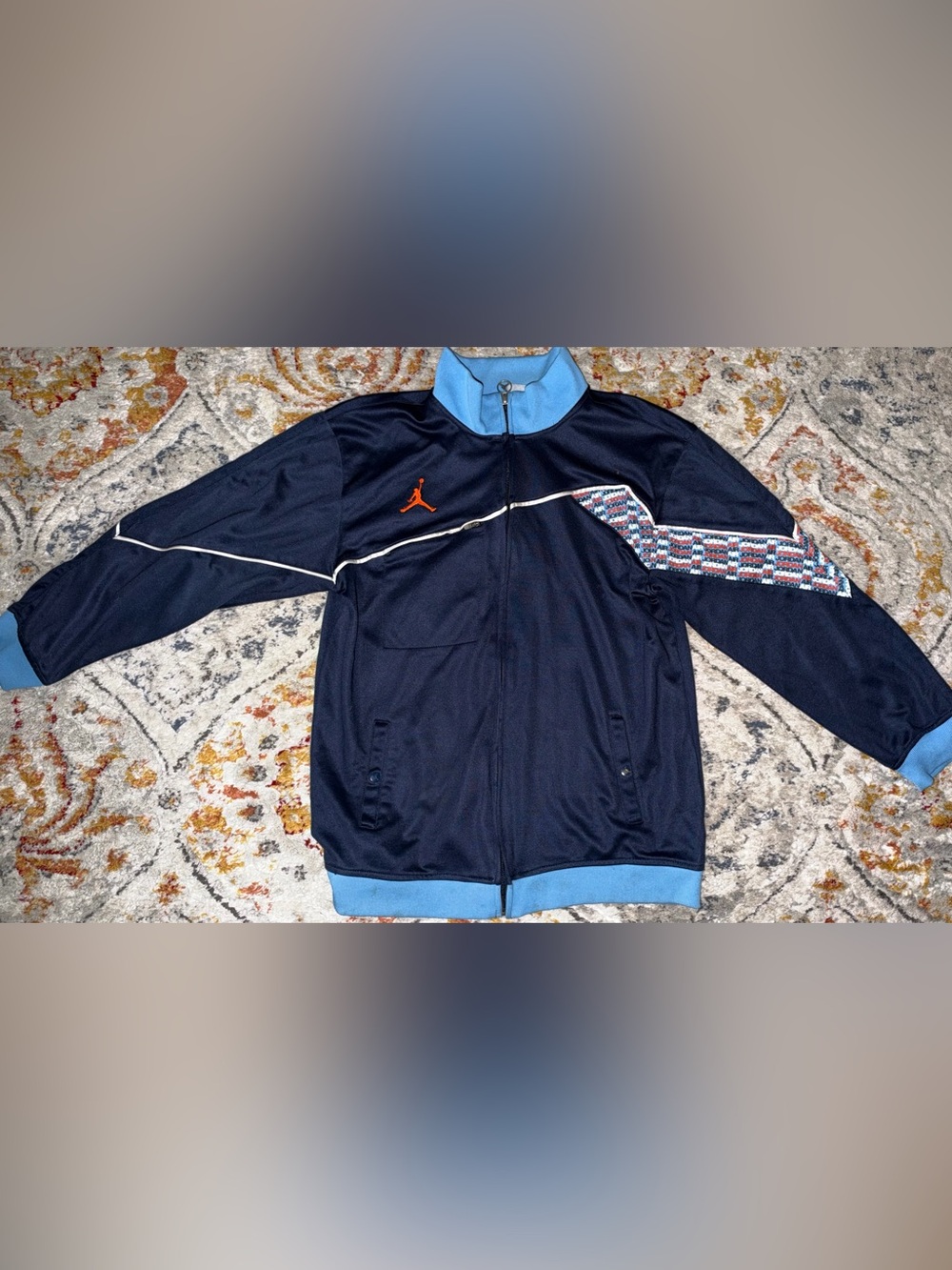 Air Jordan Kids XL Track Jacket Navy Blue Orange Jumpman Full Zip
